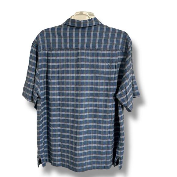 Men's Tommy Bahama Blue green Plaid Short Sleeve button down Shirt 100% silk Lg - Picture 4 of 7